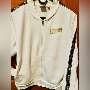 PUMA White Jacket with Gold Logo Accents